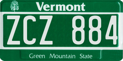 VT license plate ZCZ884