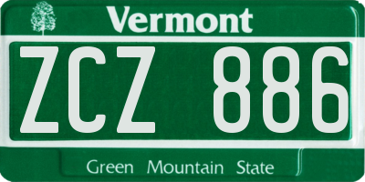 VT license plate ZCZ886