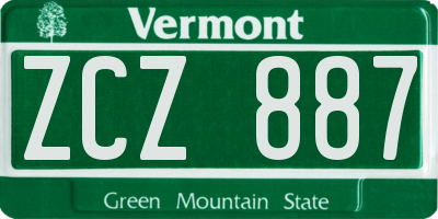 VT license plate ZCZ887