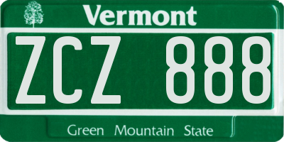 VT license plate ZCZ888