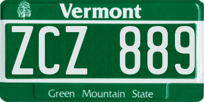VT license plate ZCZ889