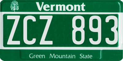 VT license plate ZCZ893