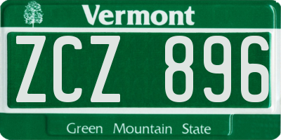 VT license plate ZCZ896