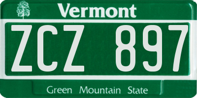 VT license plate ZCZ897
