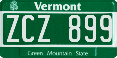 VT license plate ZCZ899