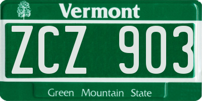 VT license plate ZCZ903