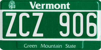 VT license plate ZCZ906