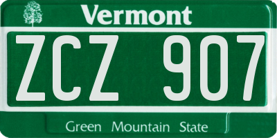 VT license plate ZCZ907
