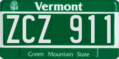 VT license plate ZCZ911