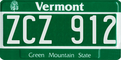 VT license plate ZCZ912
