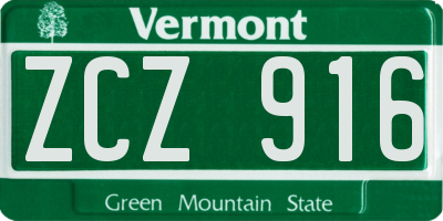 VT license plate ZCZ916