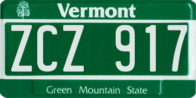 VT license plate ZCZ917
