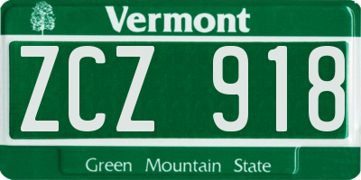 VT license plate ZCZ918
