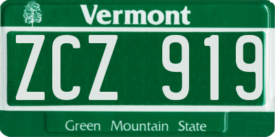 VT license plate ZCZ919
