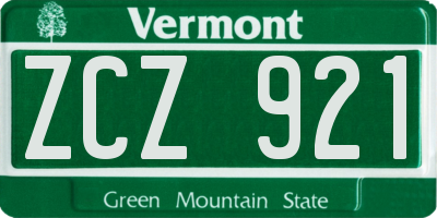 VT license plate ZCZ921