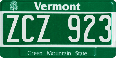 VT license plate ZCZ923