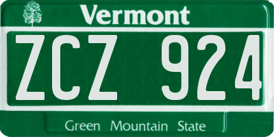 VT license plate ZCZ924