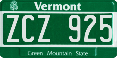 VT license plate ZCZ925