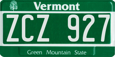 VT license plate ZCZ927