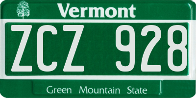 VT license plate ZCZ928