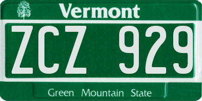 VT license plate ZCZ929