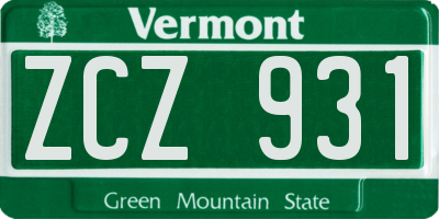 VT license plate ZCZ931