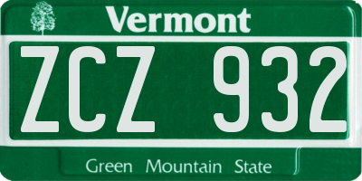 VT license plate ZCZ932