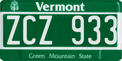 VT license plate ZCZ933