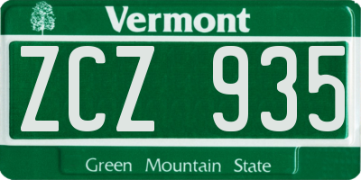VT license plate ZCZ935
