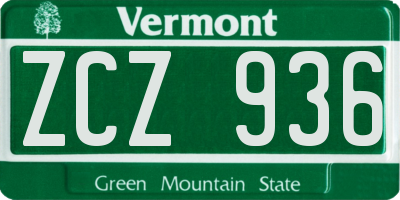VT license plate ZCZ936