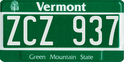 VT license plate ZCZ937