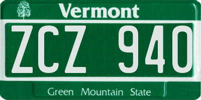 VT license plate ZCZ940