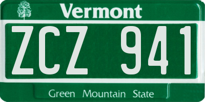VT license plate ZCZ941