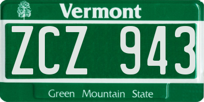 VT license plate ZCZ943
