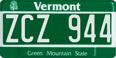 VT license plate ZCZ944