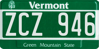 VT license plate ZCZ946