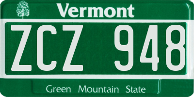 VT license plate ZCZ948