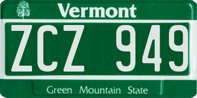 VT license plate ZCZ949