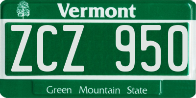 VT license plate ZCZ950
