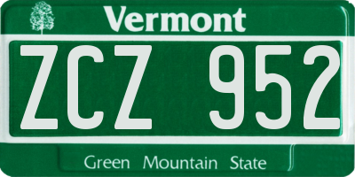 VT license plate ZCZ952