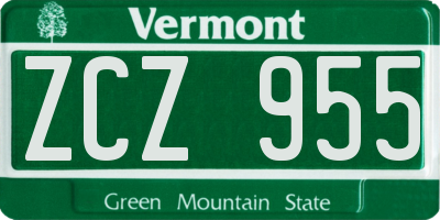 VT license plate ZCZ955