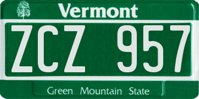 VT license plate ZCZ957