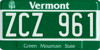 VT license plate ZCZ961