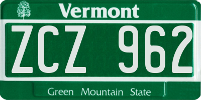VT license plate ZCZ962