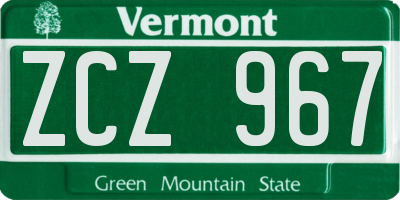 VT license plate ZCZ967