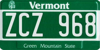 VT license plate ZCZ968
