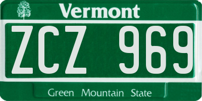 VT license plate ZCZ969
