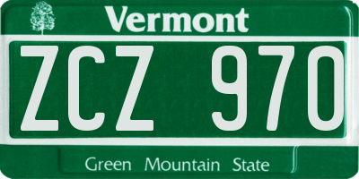 VT license plate ZCZ970
