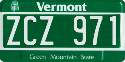 VT license plate ZCZ971