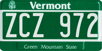 VT license plate ZCZ972